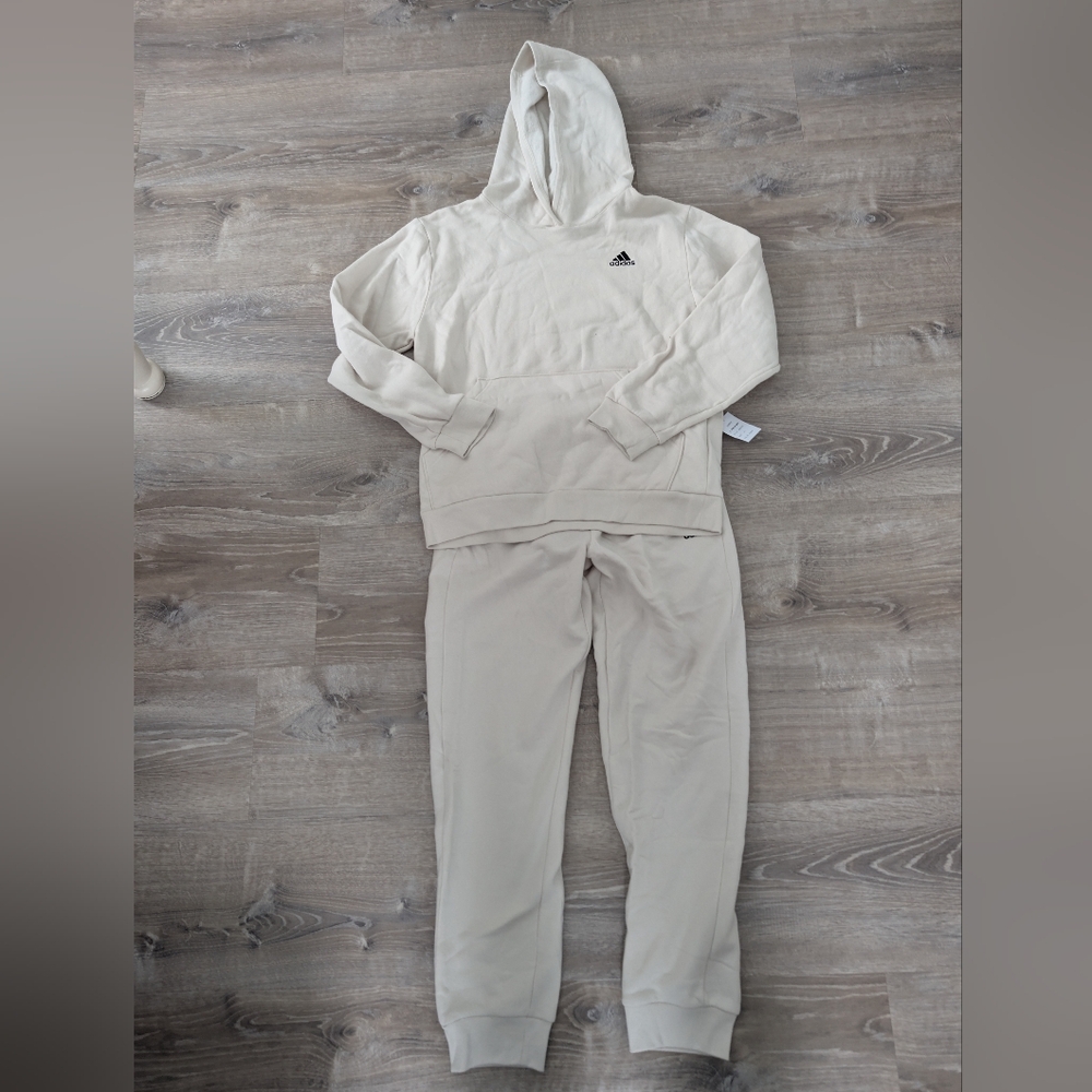 Adidas Cream Hoodie and Sweatpants Set
